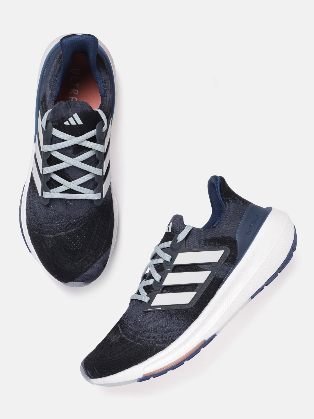 

ADIDAS Men Printed & Woven Design Ultraboost Light Running Shoes, Navy blue