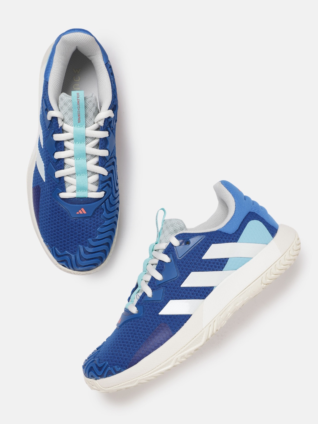 

ADIDAS Men Woven Design SoleMatch Control Tennis Shoes, Blue