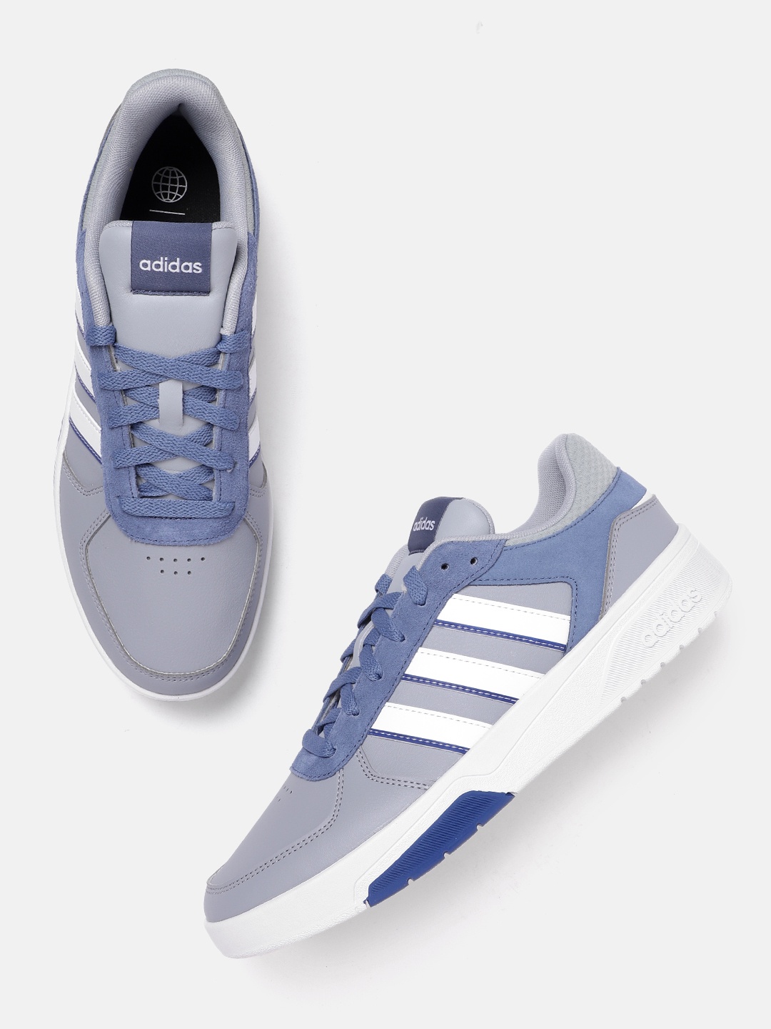 

ADIDAS Men Perforated COURTBEAT Tennis Shoes, Grey