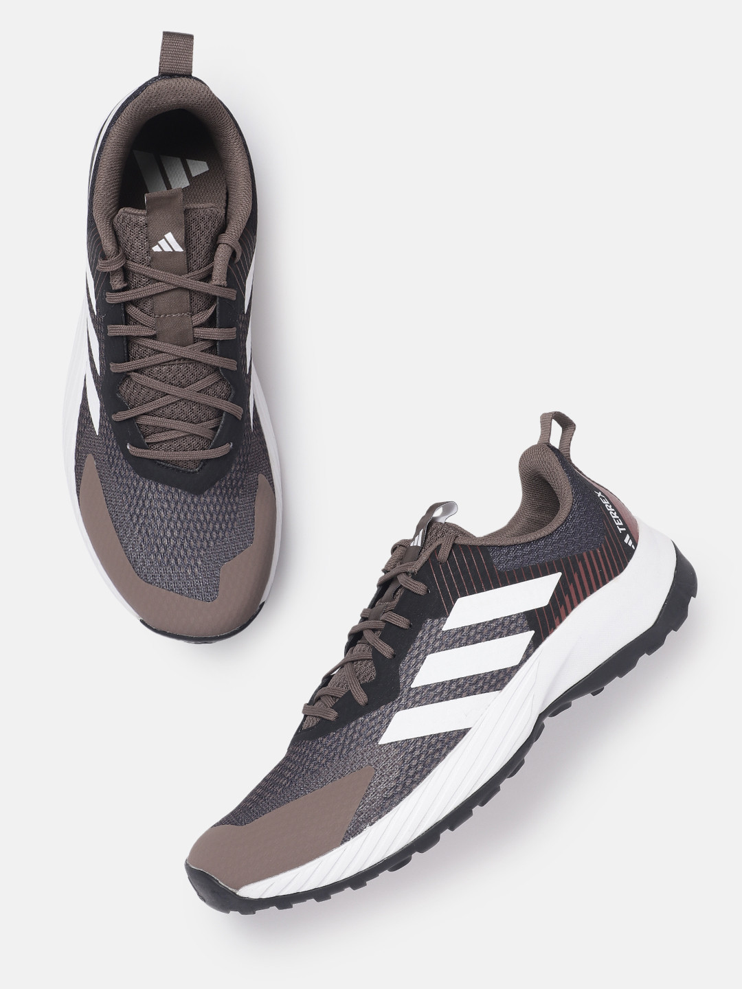 

ADIDAS Men Woven Design Glimph V2 Trekking Shoes with Striped Detail, Brown