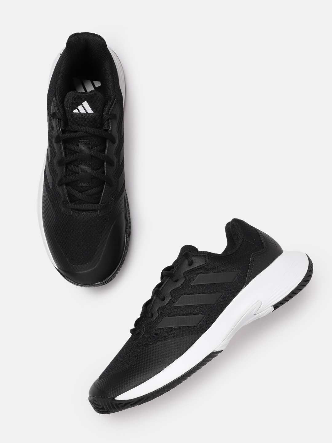 

ADIDAS Men Woven Design GAMECOURT 2.0 Tennis Shoes, Black