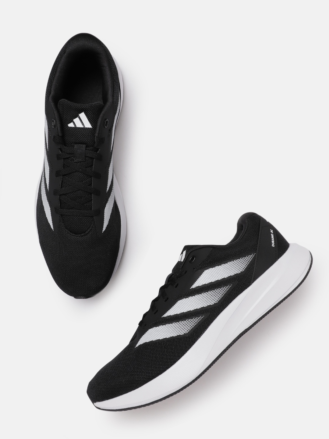 

ADIDAS Unisex Woven Design Duramo RC Running Shoes with Striped Detail, Black
