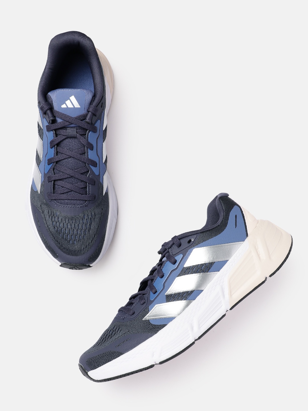 

ADIDAS Women Woven Design Questar 2 Running Shoes with Striped Detail, Navy blue