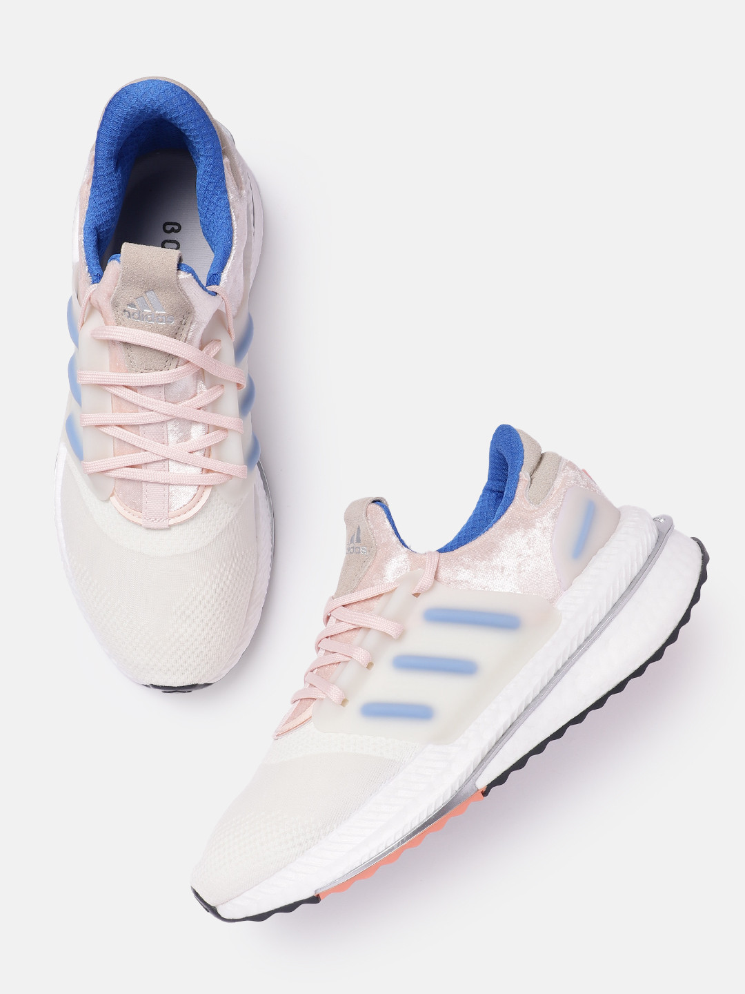 

ADIDAS Women Coolourblocked X_PLRBOOST Running Shoes with Velvet Finish, Off white