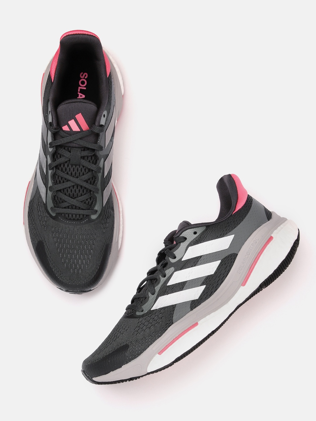 

ADIDAS Women Woven Design Solar Control 2 Running Shoes with Striped Detail, Grey