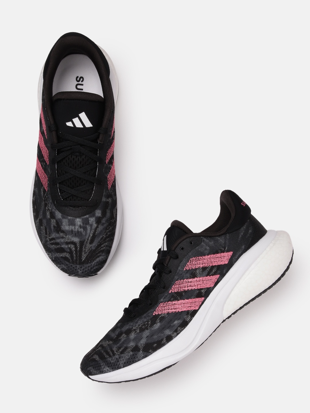 

ADIDAS Women Abstract Printed SuperNova 3 Running Shoes with Embroidered Detail, Black