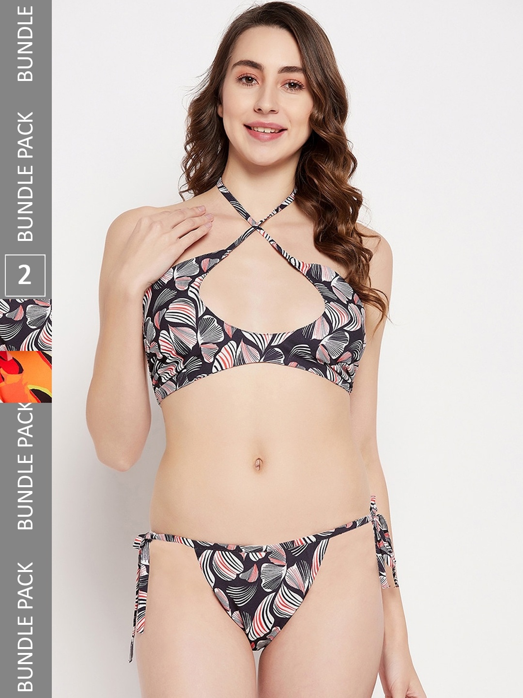 

SECRETS BY ZEROKAATA Pack Of 2 Printed Halter Neck Swim Bikini Set, Assorted