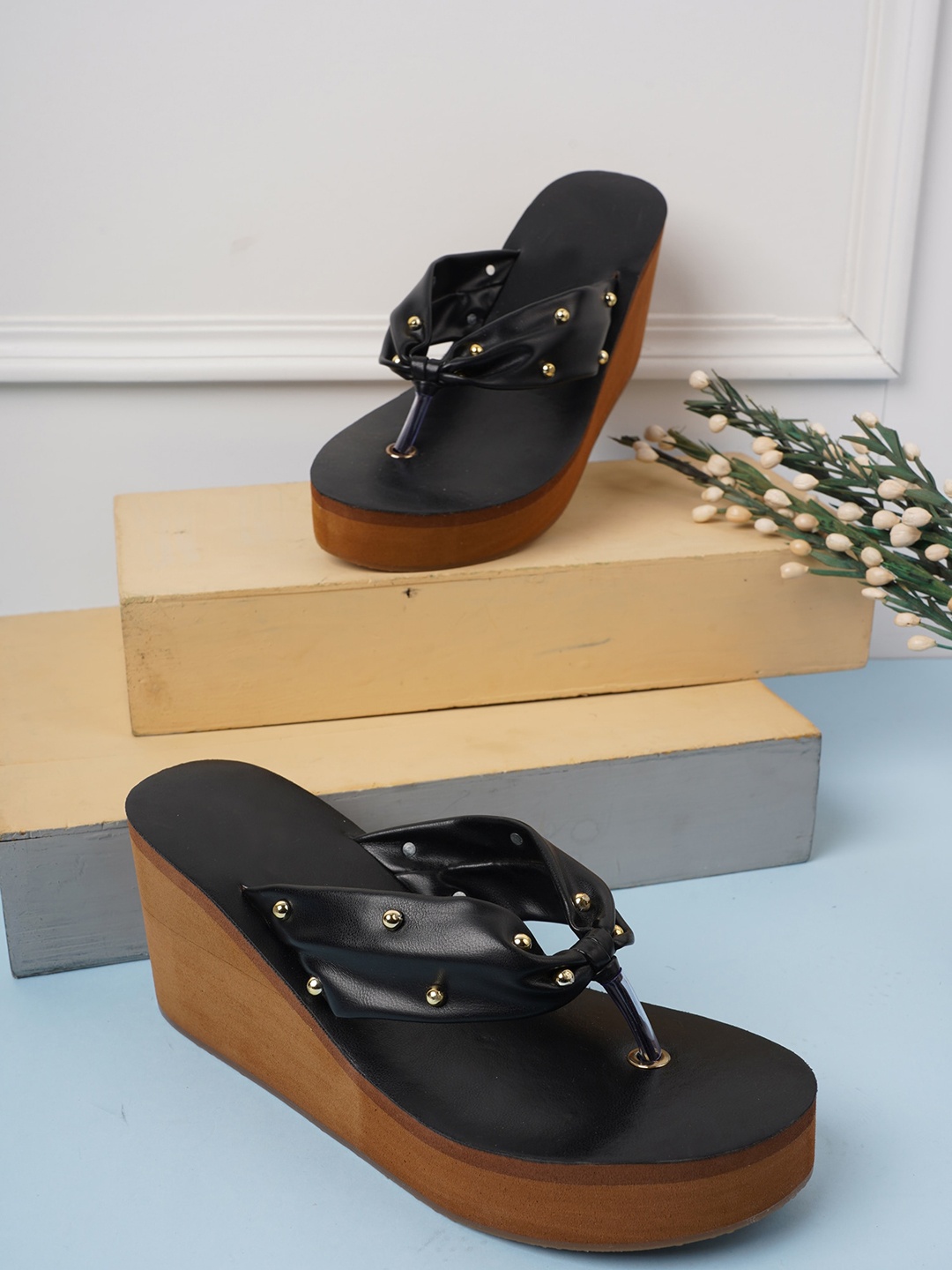 

Walkfree Embellished Open Toe Wedges, Black