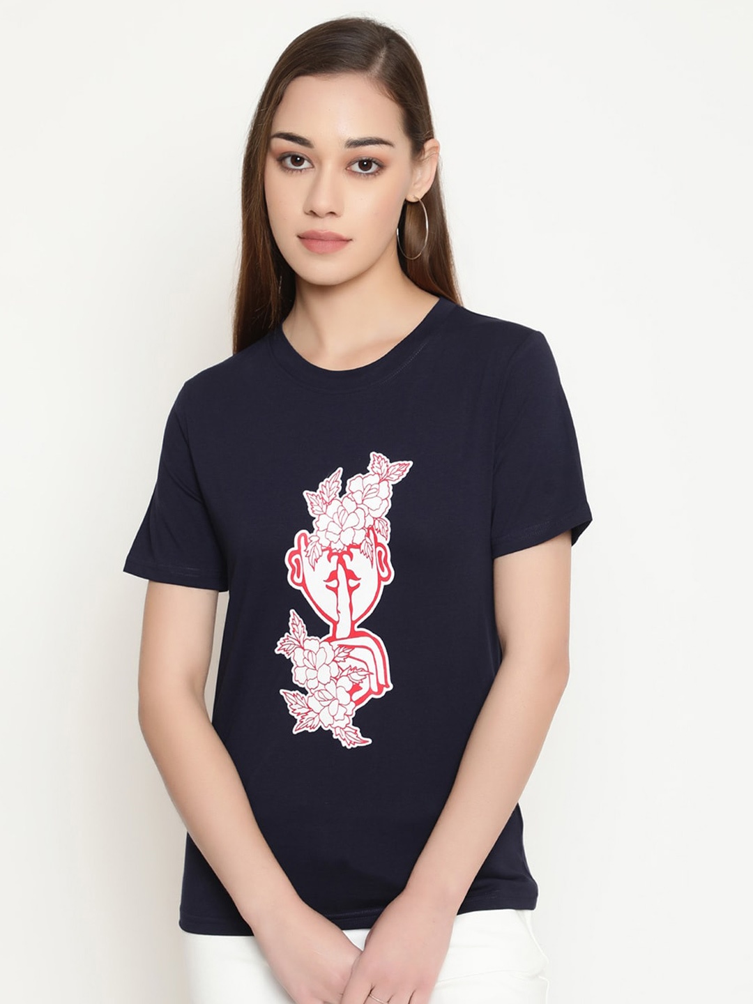 

FUTURO Graphic Printed Casual T-shirt, Navy blue