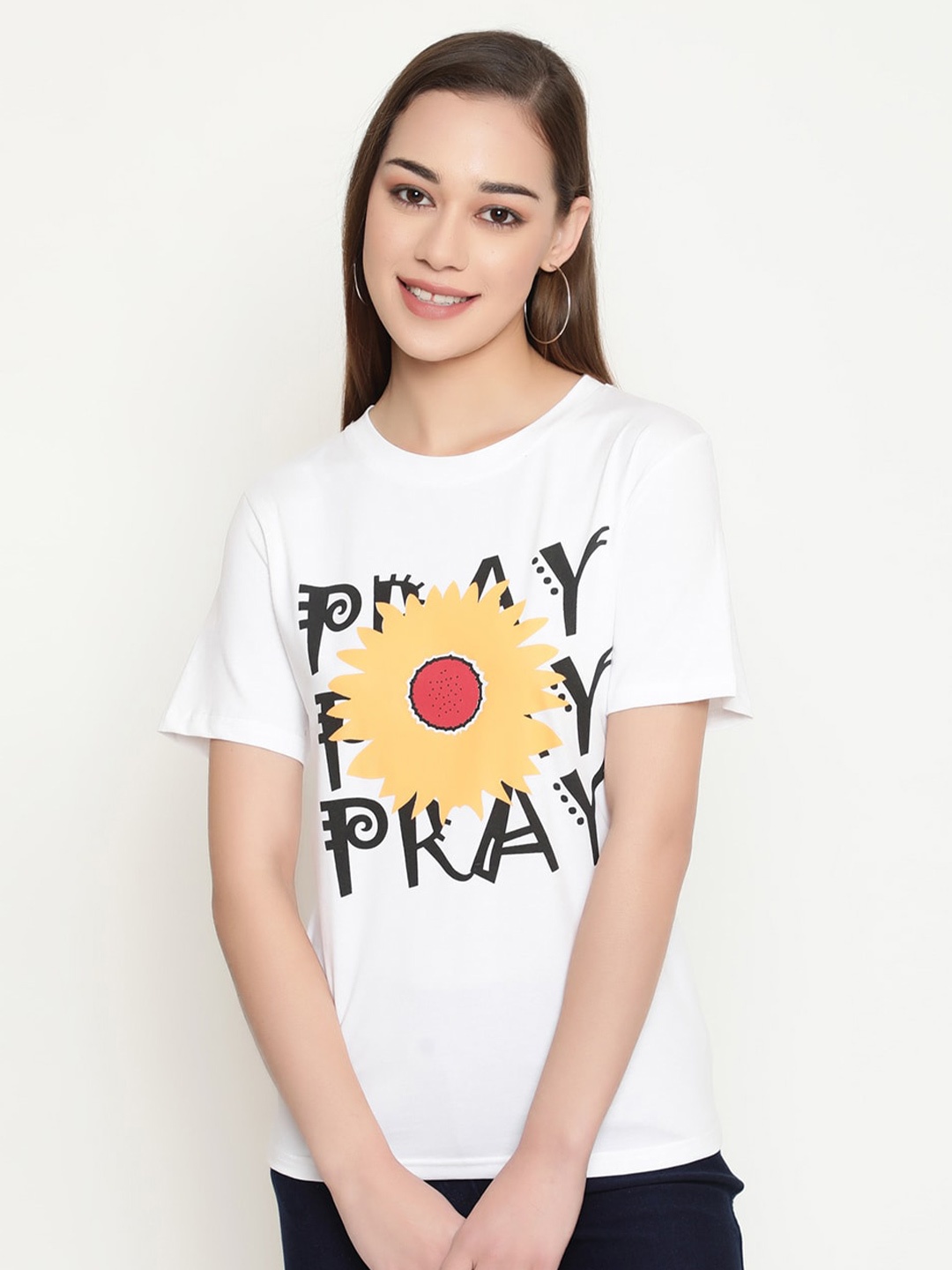 

FUTURO Floral Printed Casual T-shirt, White