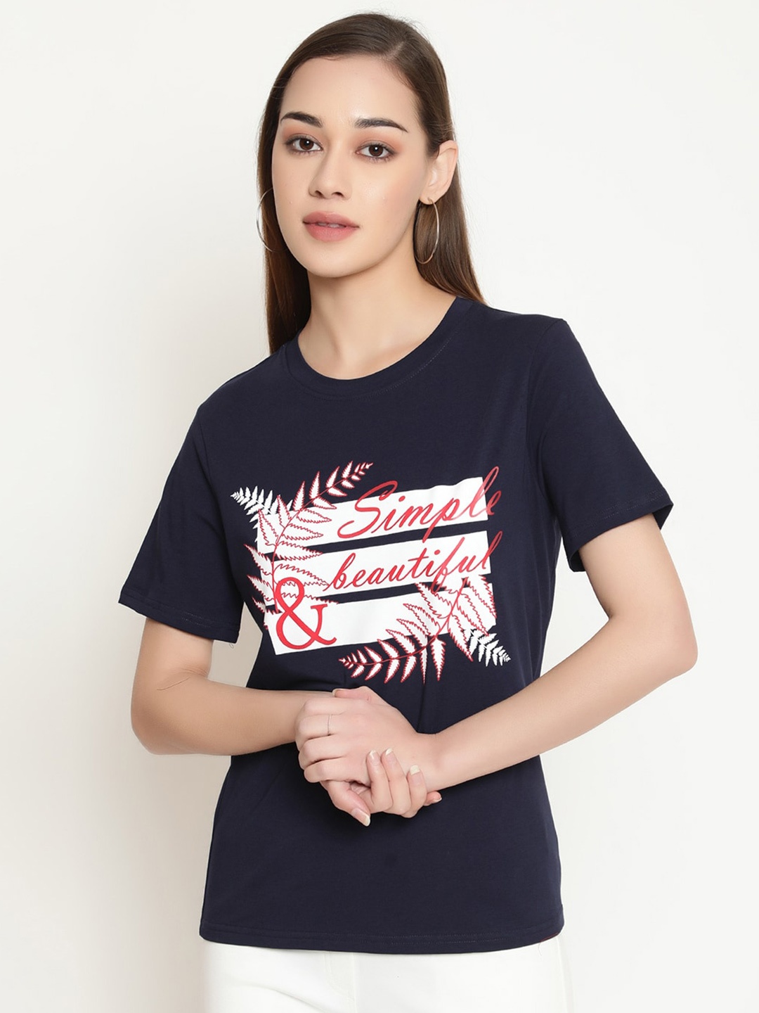 

FUTURO Typography Printed Casual T-shirt, Navy blue