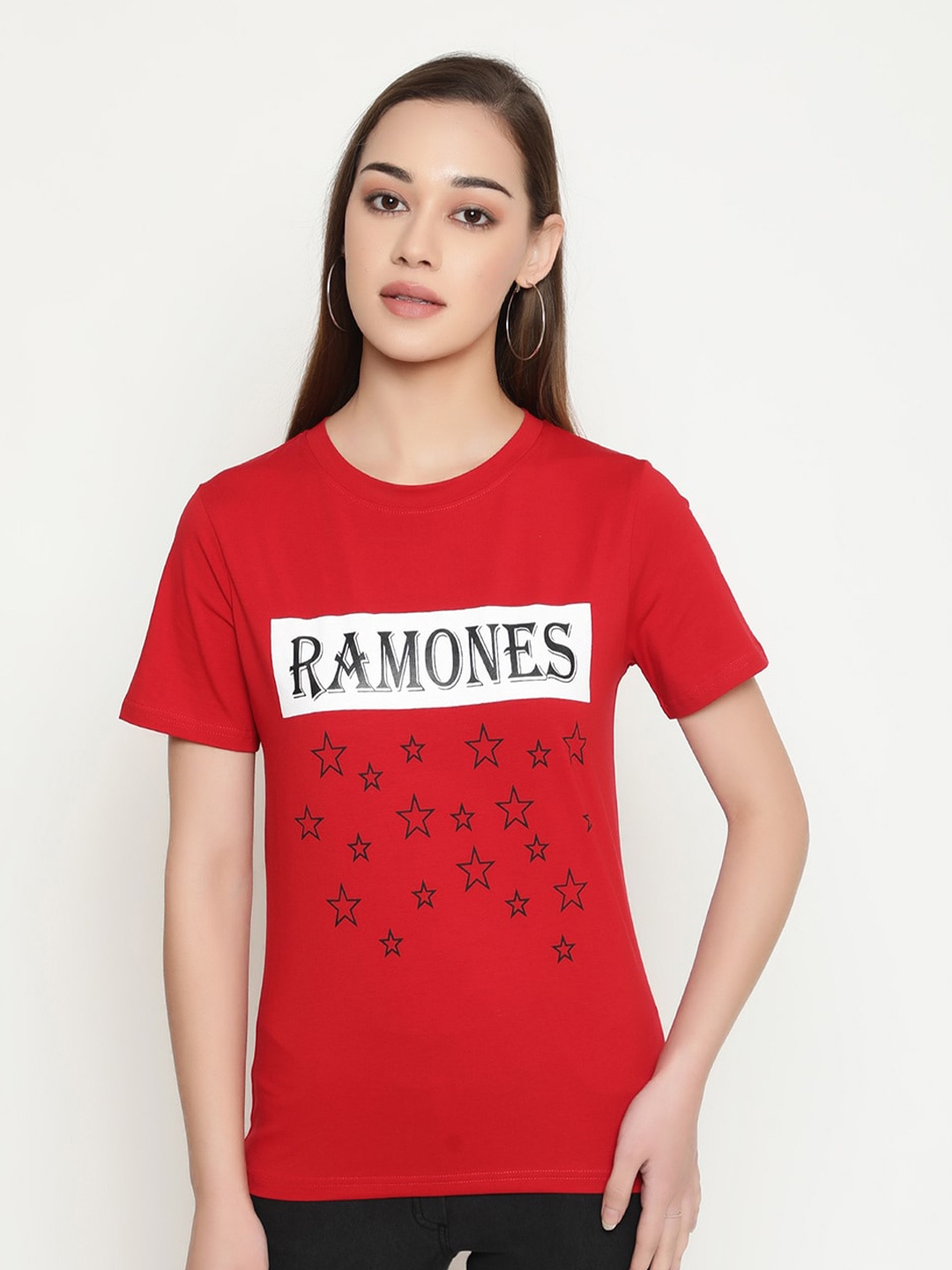 

FUTURO Typography Printed Casual T-shirt, Red