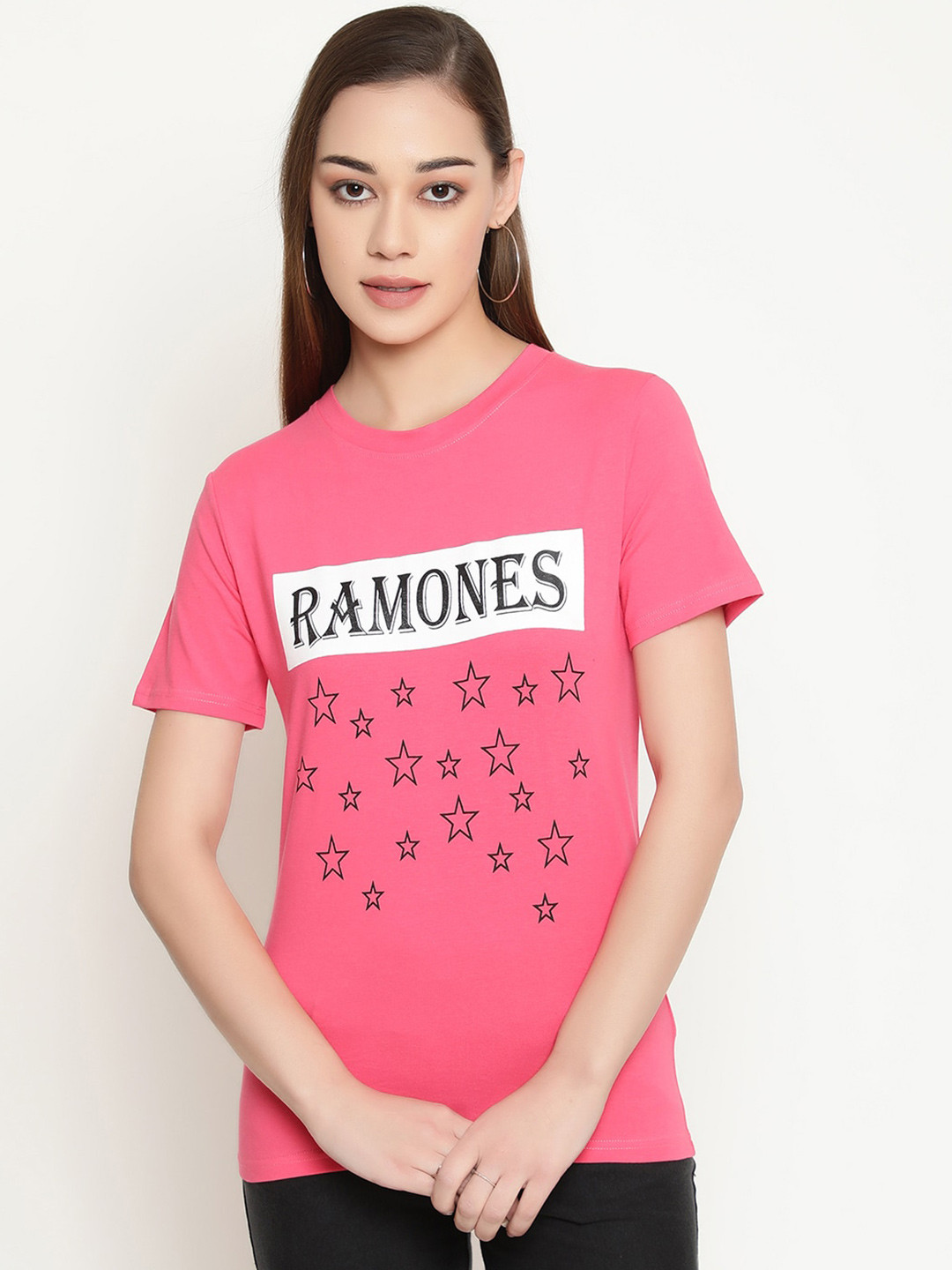 

FUTURO Typography Printed Casual T-shirt, Pink