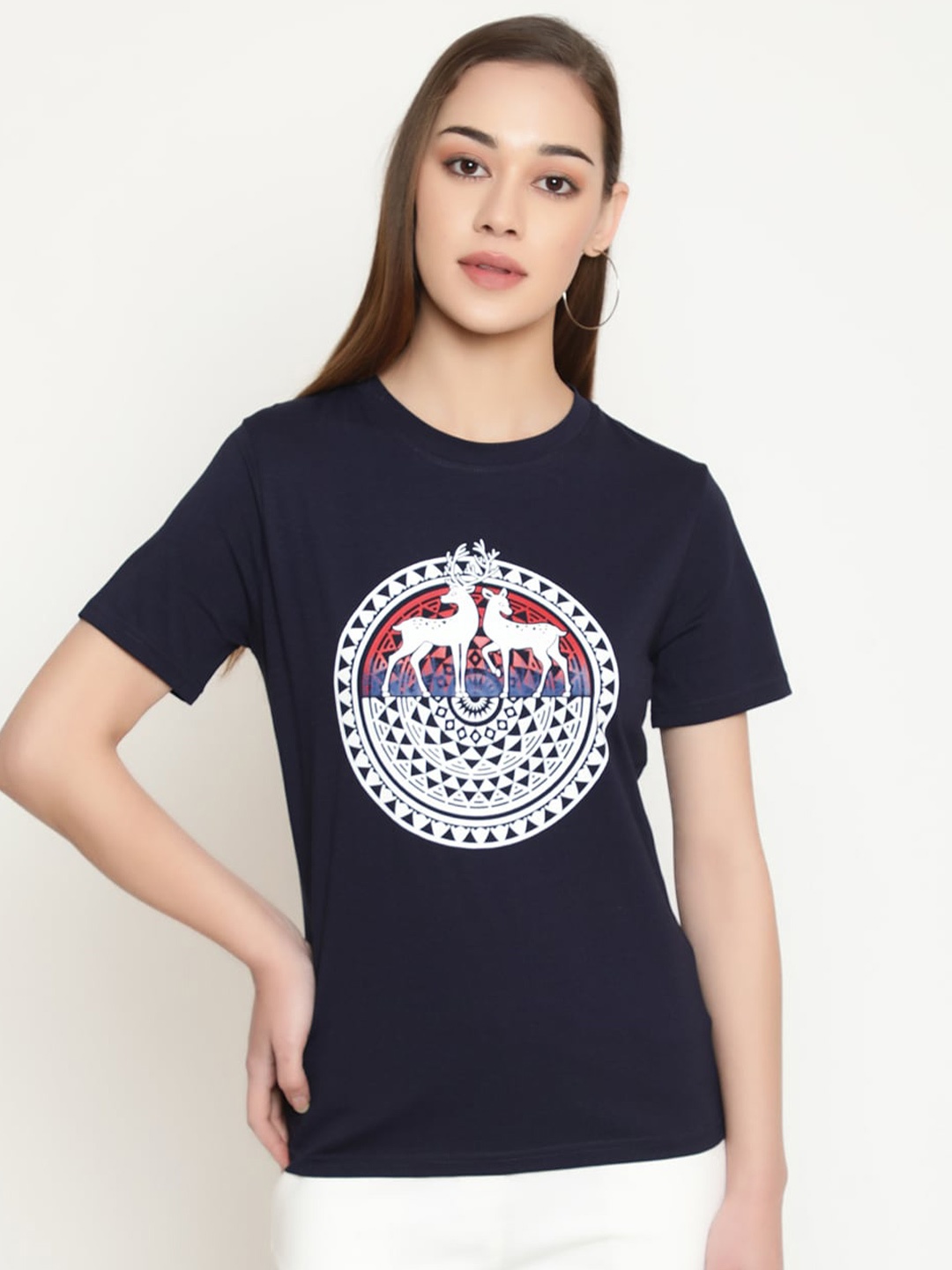 

FUTURO Graphic Printed Casual T-shirt, Navy blue