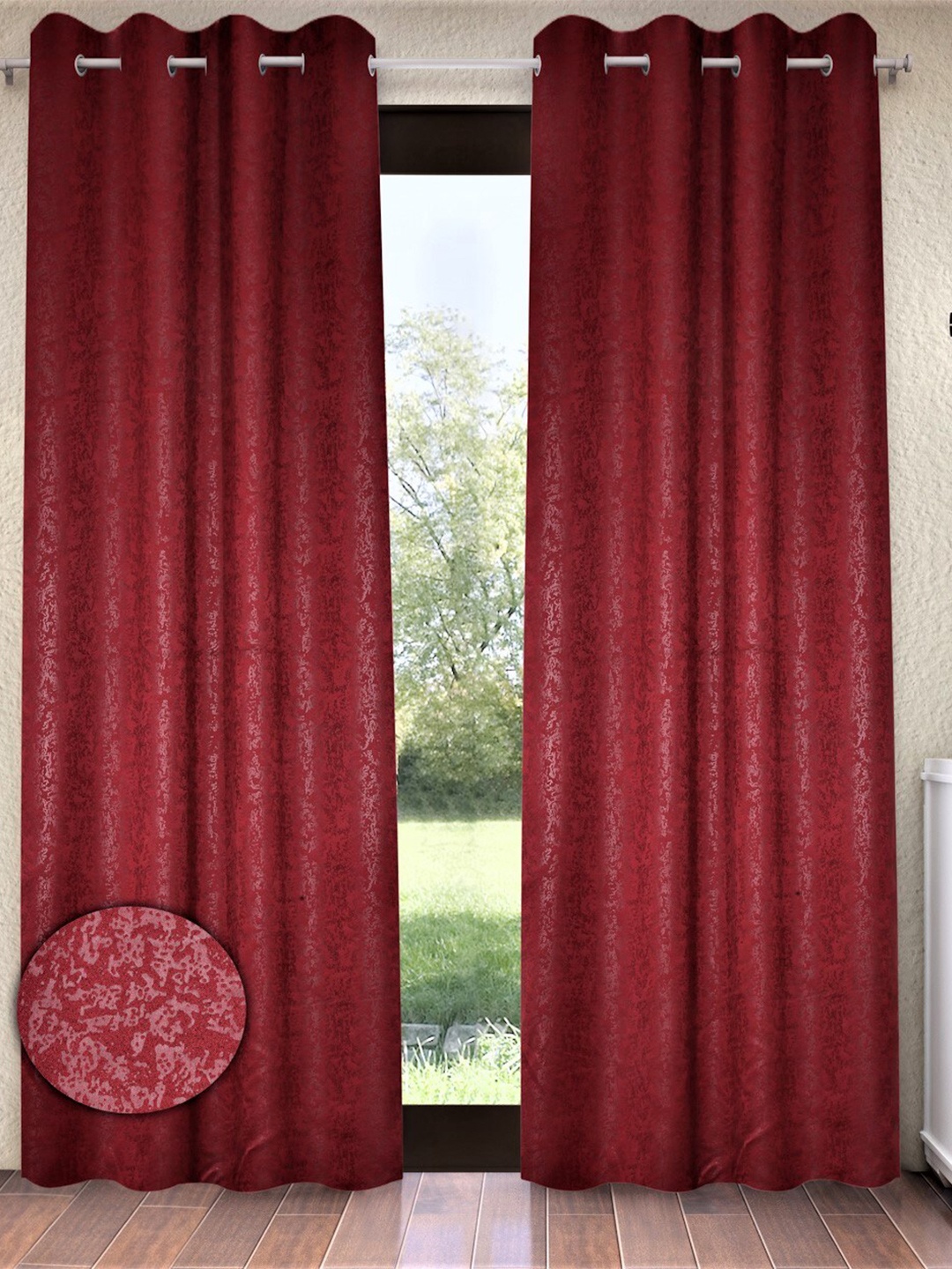 

Home Sizzler Maroon 2 Pieces Window Curtain