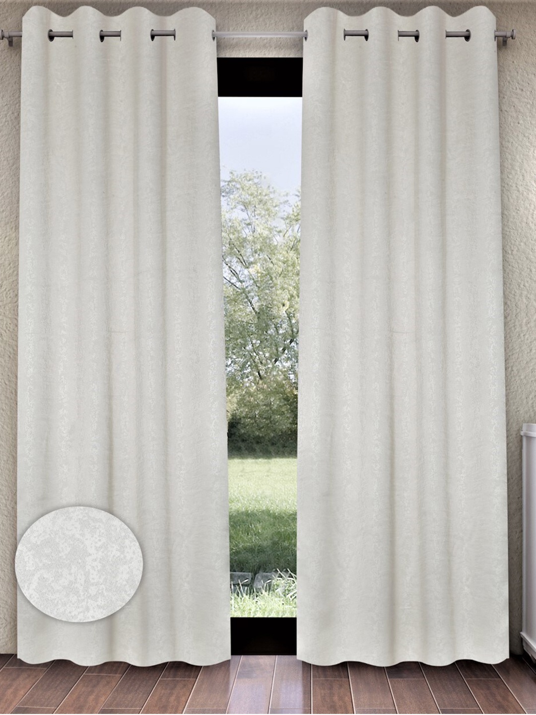 

Home Sizzler Cream 2 Pieces Long Door Curtain