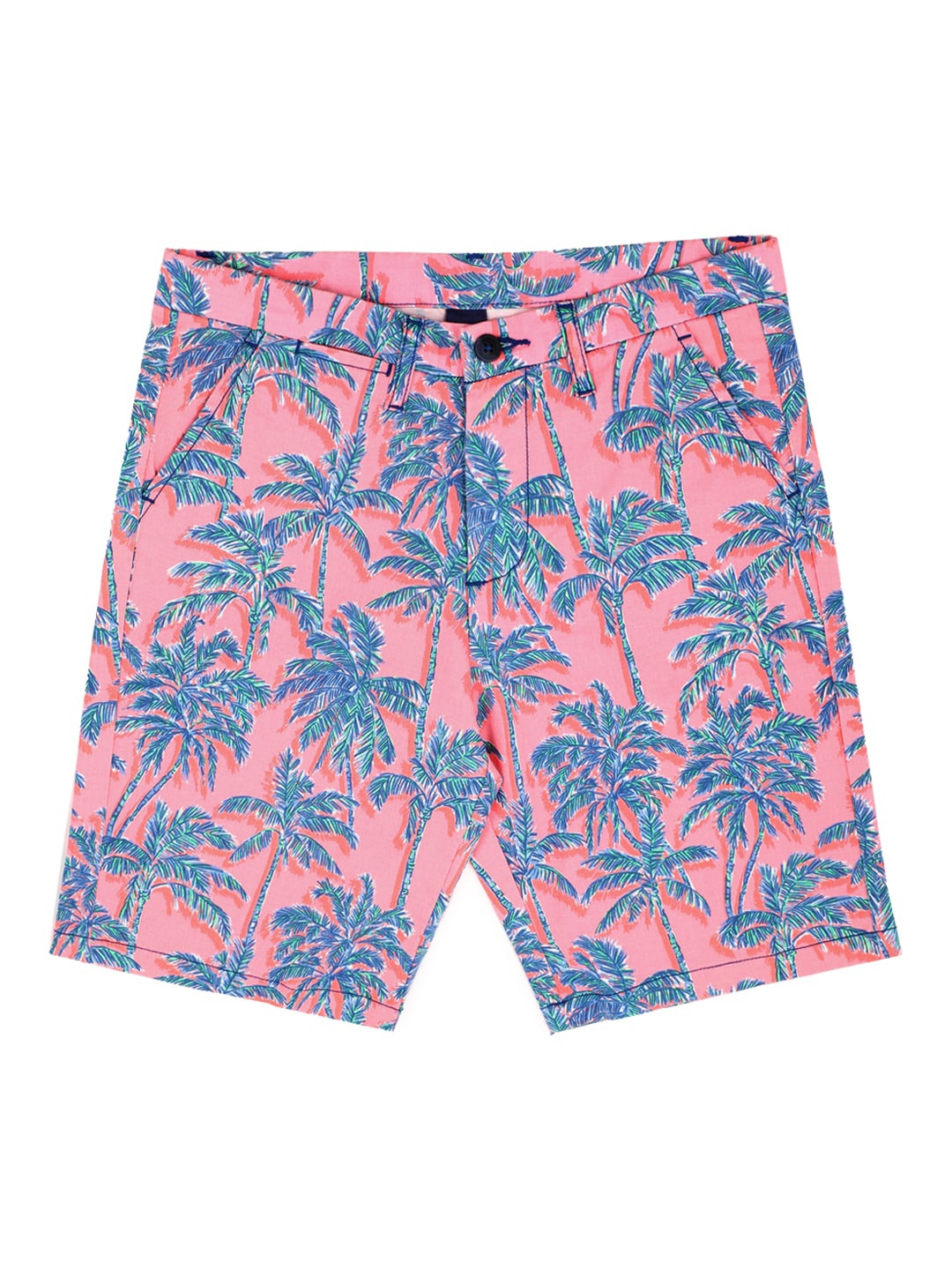

Peter England Boys Tropical Printed Mid-Rise Shorts, Pink