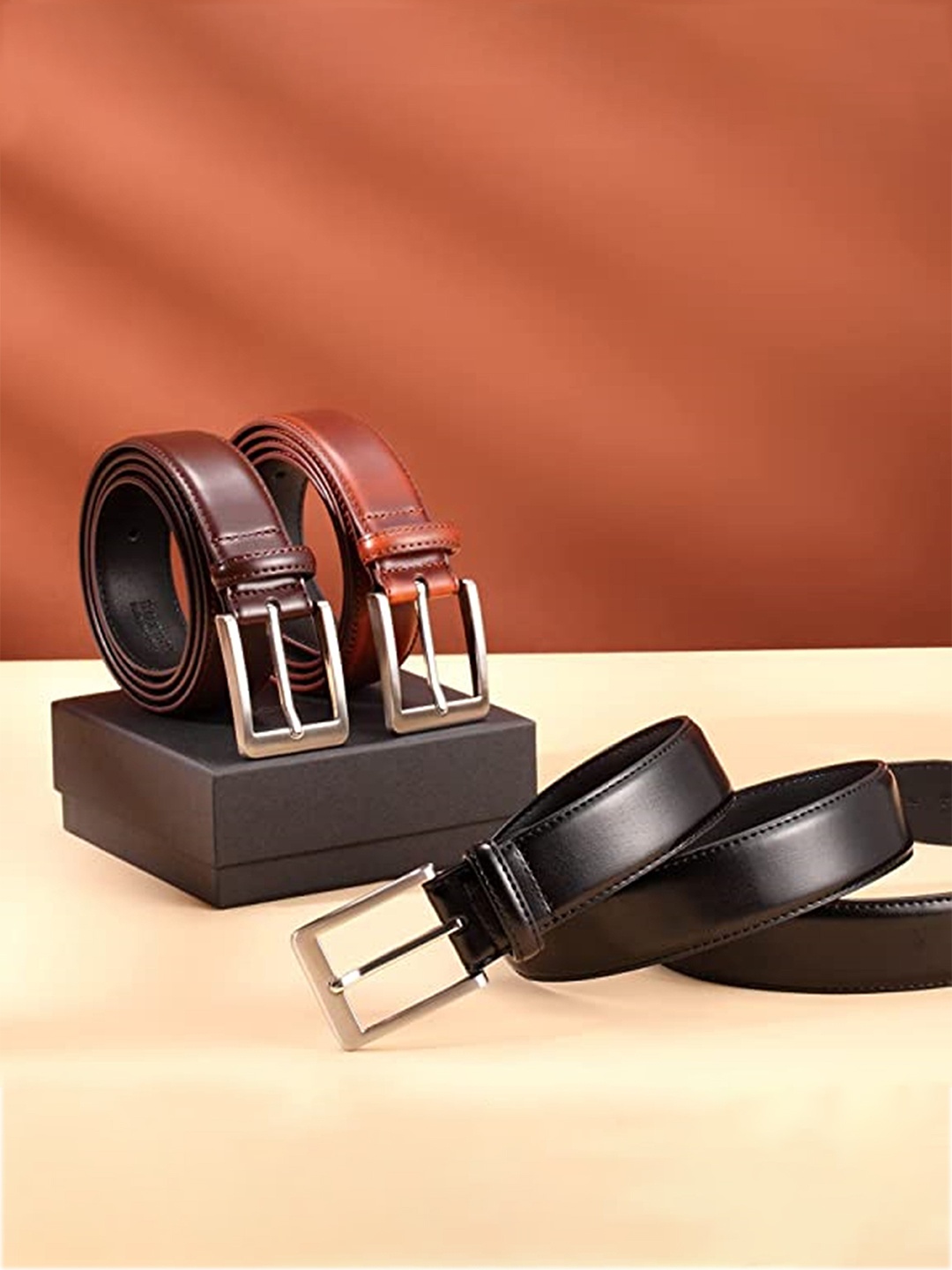 

KAEZRI Men PU Formal Belt, Black