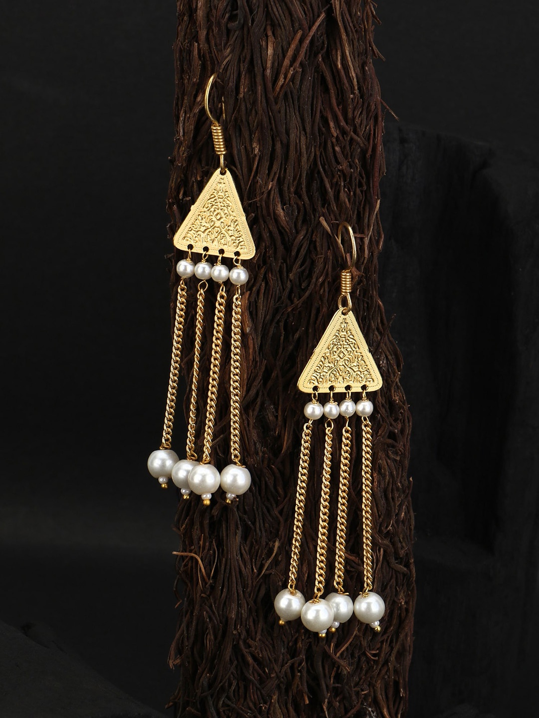 

Adwitiya Collection Gold-Plated Classic Drop Earrings