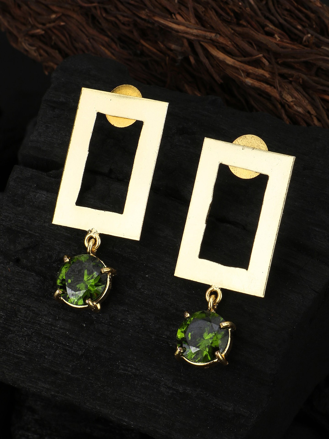 

Adwitiya Collection Gold-Plated Classic Drop Earrings