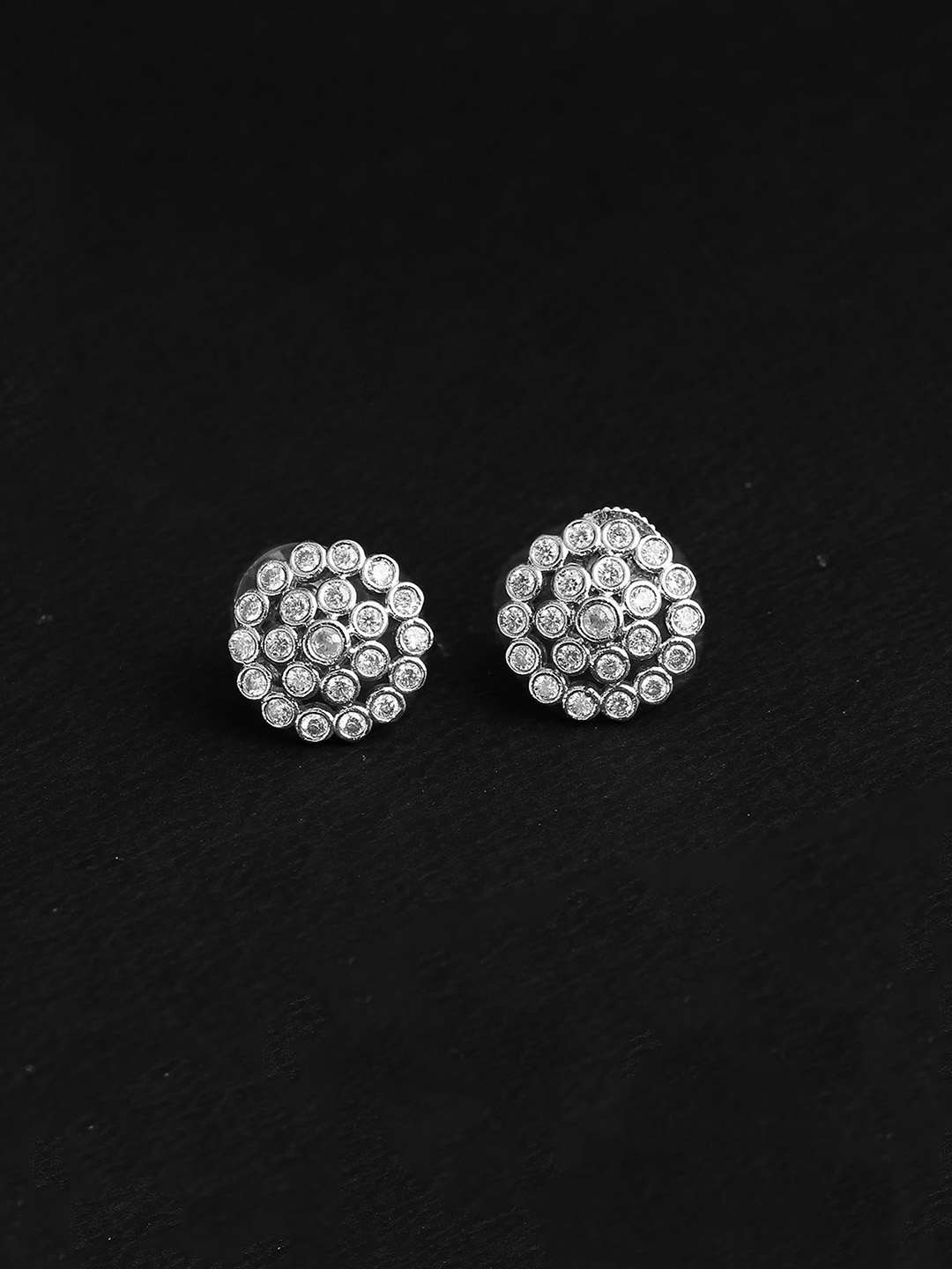 

Adwitiya Collection Rhodium-Plated Classic Studs Earrings, Silver