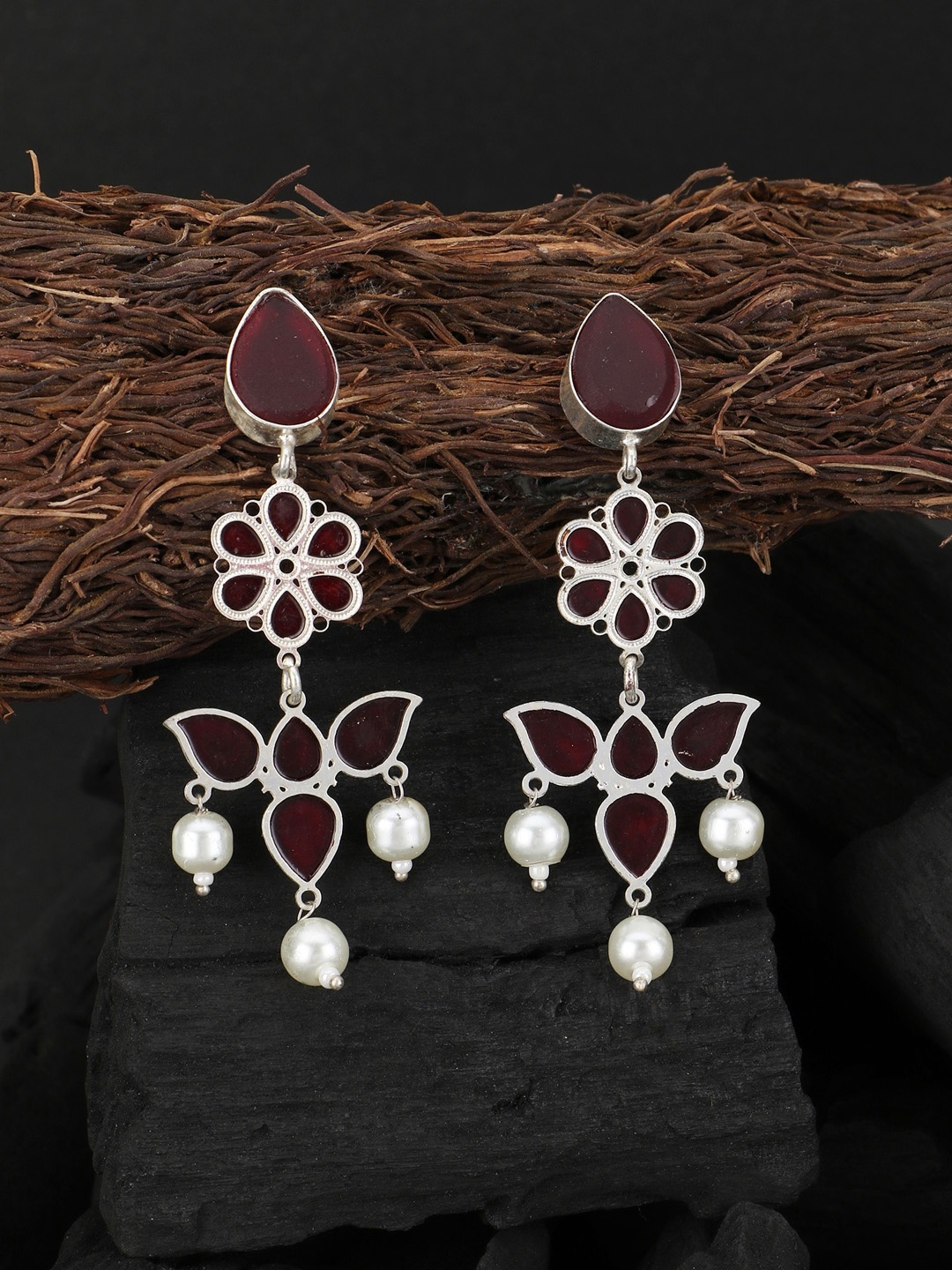 

Adwitiya Collection Silver-Plated Classic Drop Earrings