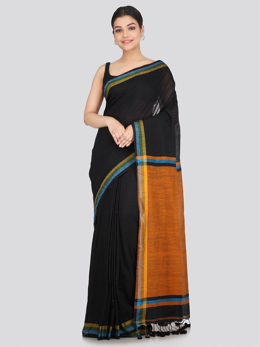 

PinkLoom Woven Design Pure Cotton Saree, Black
