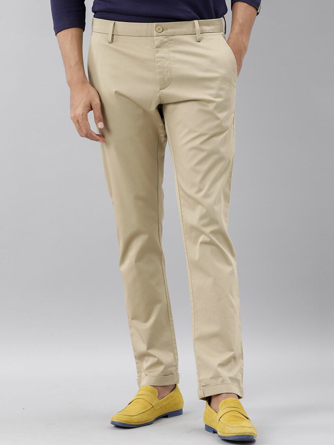 

RARE RABBIT Shines Slim Fit Mid-Rise Cotton Chino Trouser, Beige