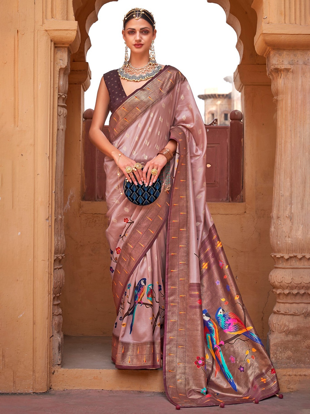 

Mitera Ethnic Motifs Paithani Saree, Purple