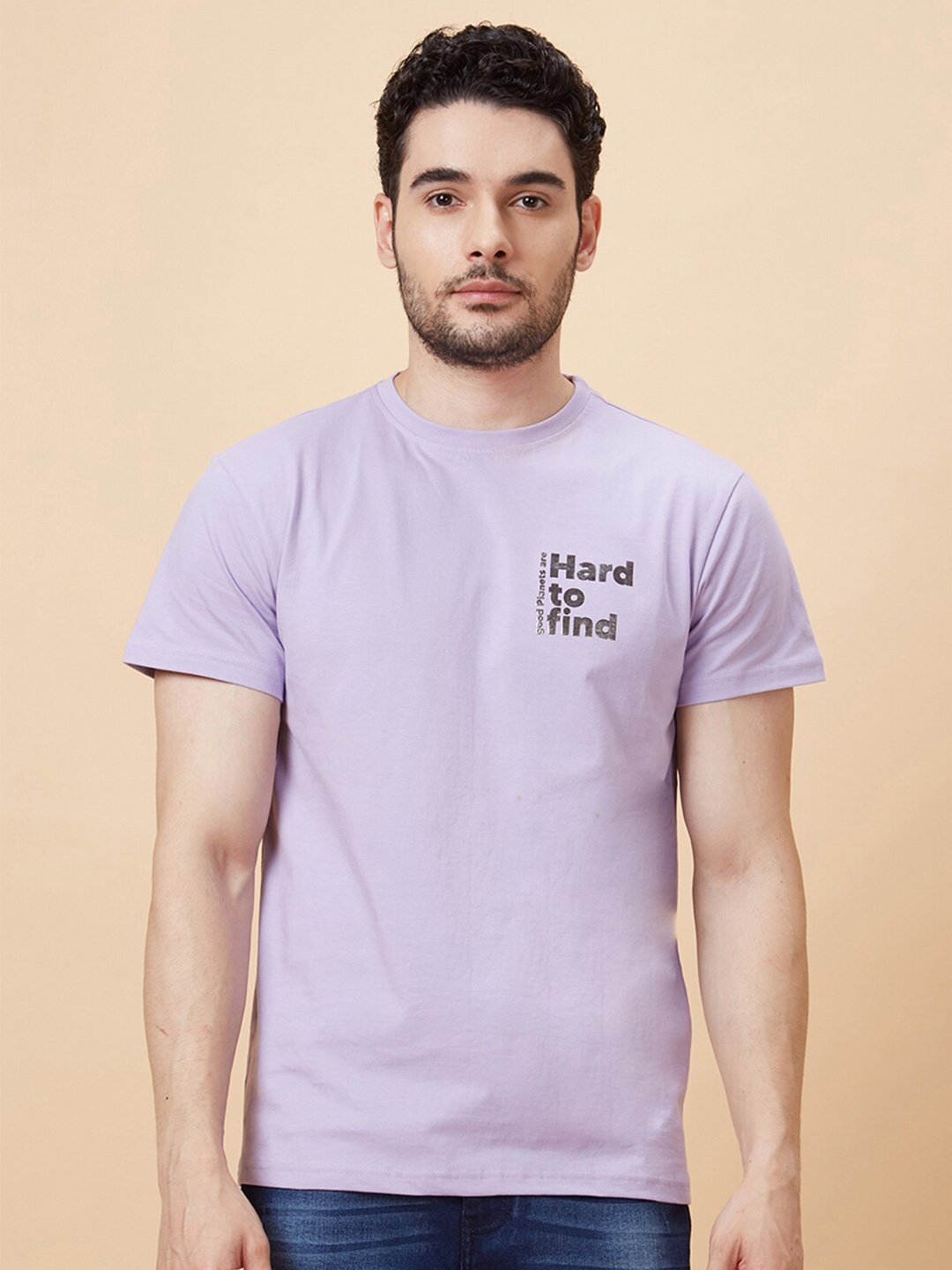 

Globus Lavender Typography Printed Pure Cotton T-Shirt