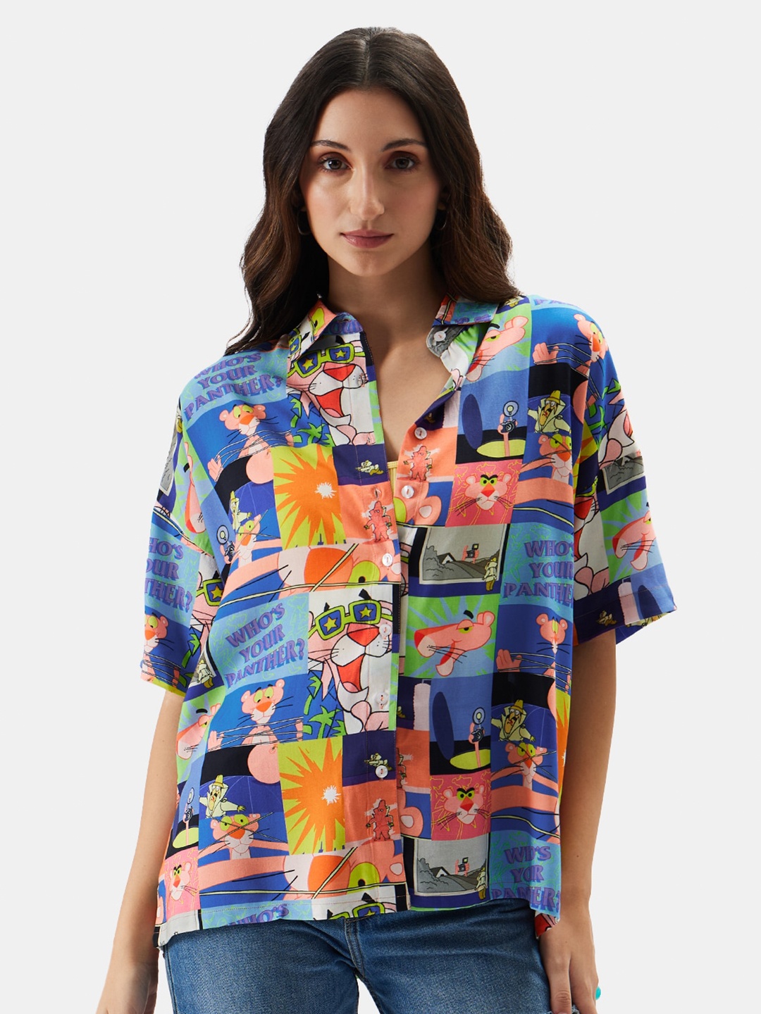 

The Souled Store Pink Boxy Graphic Printed Casual Shirt