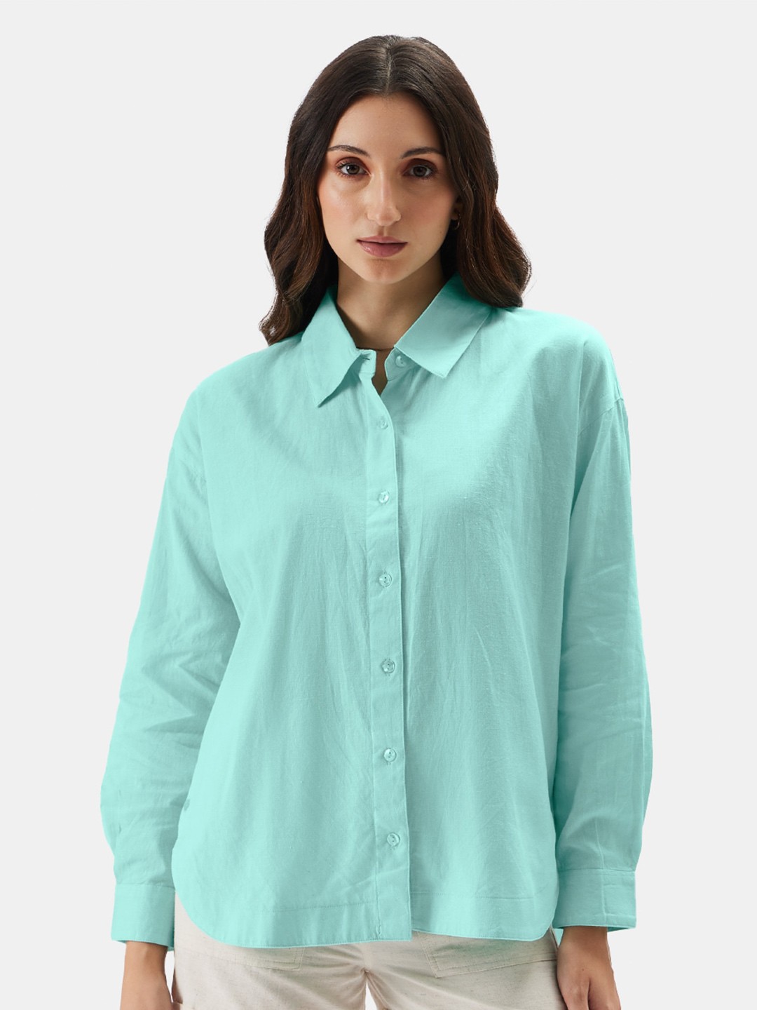 

The Souled Store Blue Relaxed Fit Cotton Linen Casual Shirt