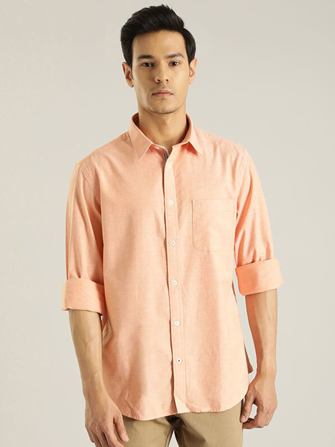 

Indian Terrain Chiseled Slim Fit Cotton Casual Shirt, Orange