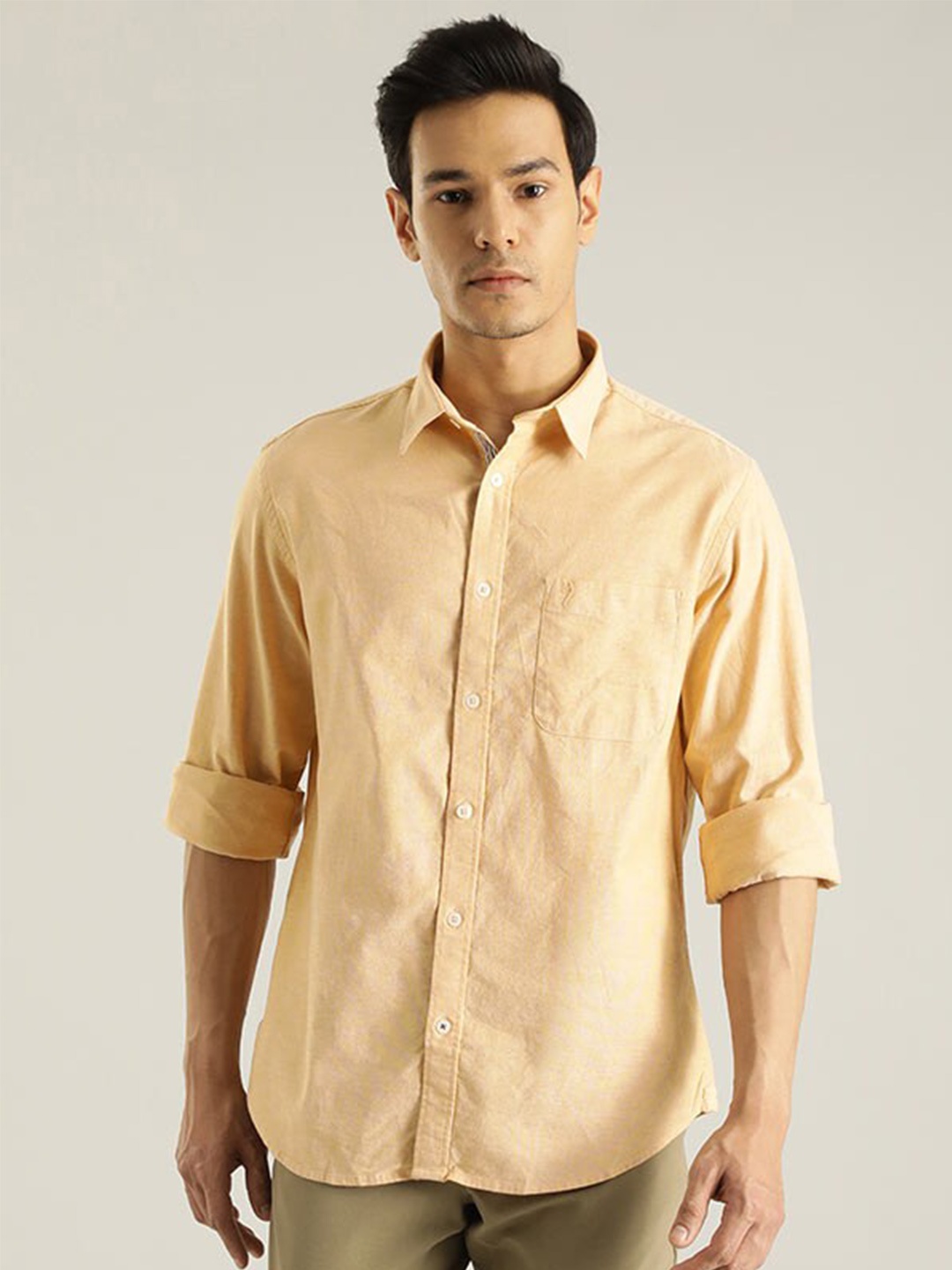 

Indian Terrain Chiseled Slim Fit Opaque Casual Shirt, Yellow