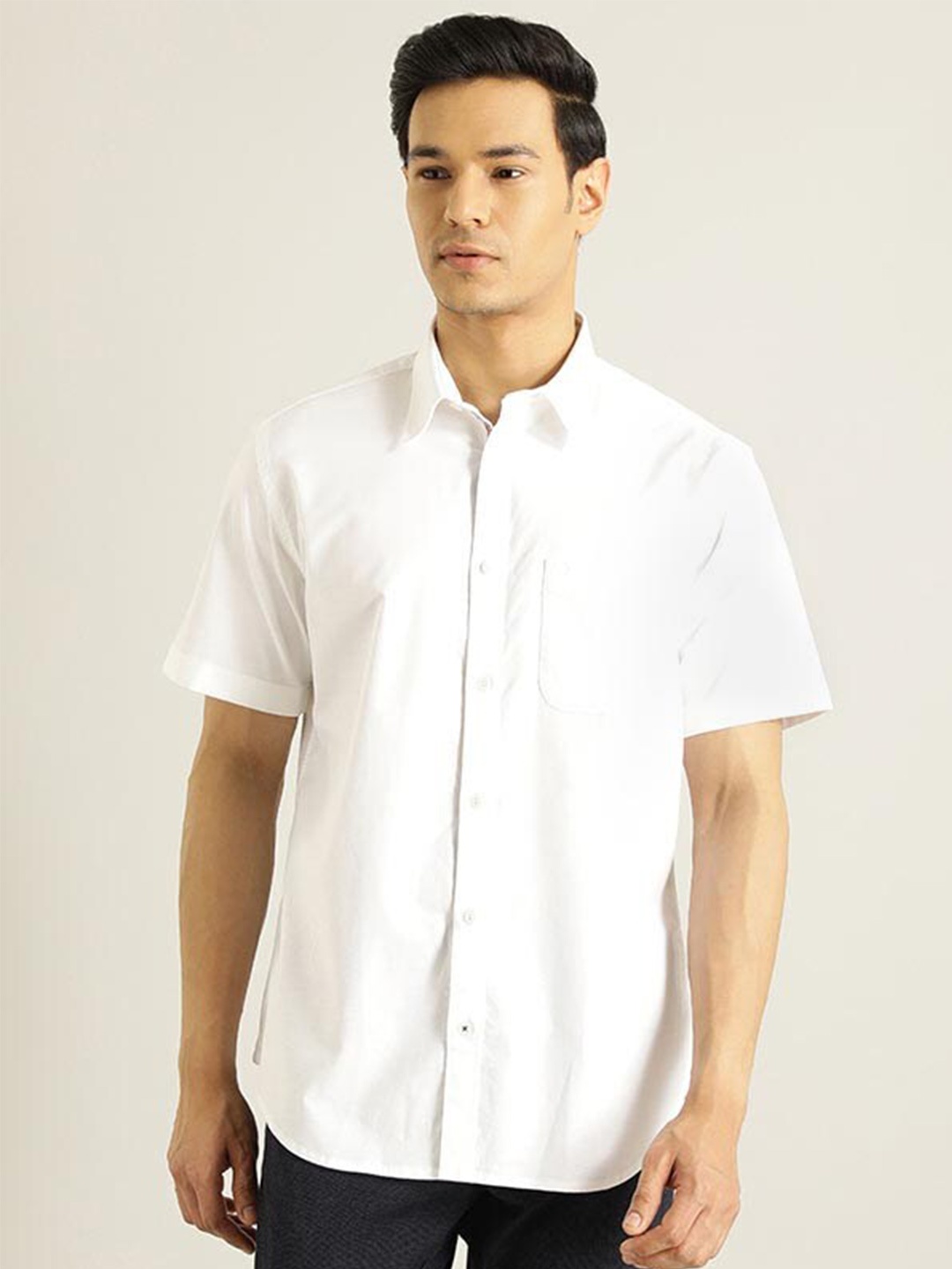 

Indian Terrain Chiseled Slim Fit Opaque Casual Shirt, White