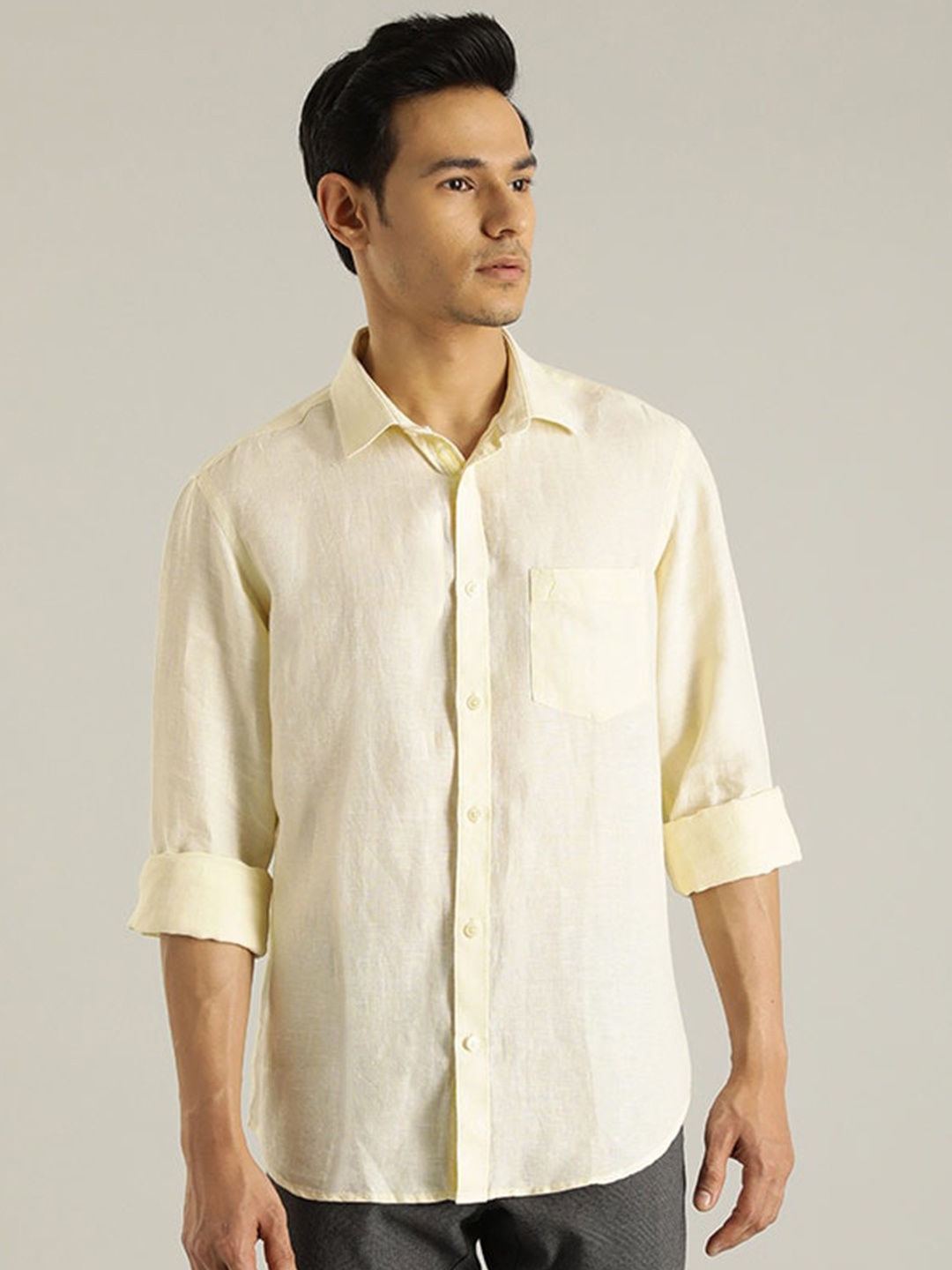 

Indian Terrain Chiseled Slim Fit Cotton Casual Shirt, Yellow