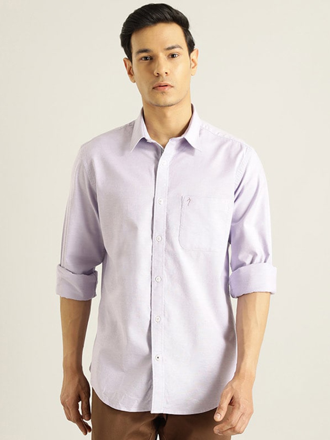 

Indian Terrain Spread Collar Chiseled Fit Slim Fit Casual Shirt, Purple