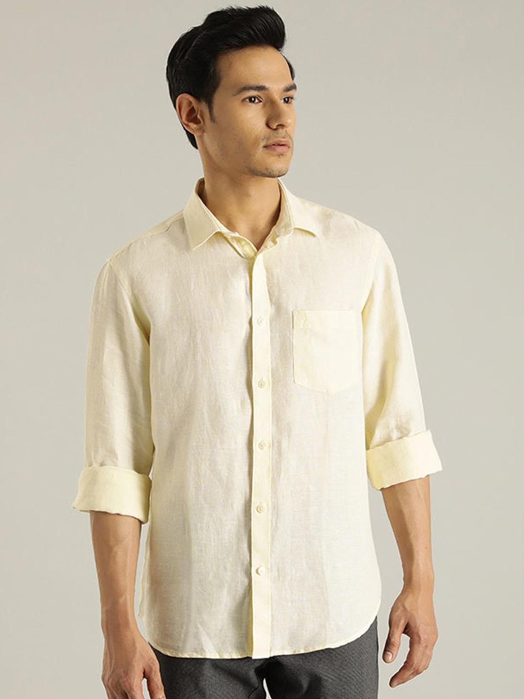 

Indian Terrain Chiseled Slim Fit Cotton Shirt, Yellow