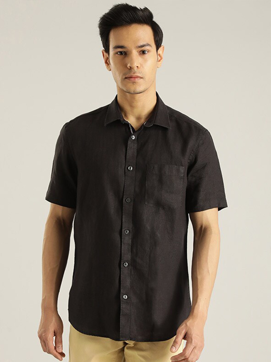 

Indian Terrain Chiseled Slim Fit Cotton Casual Shirt, Black