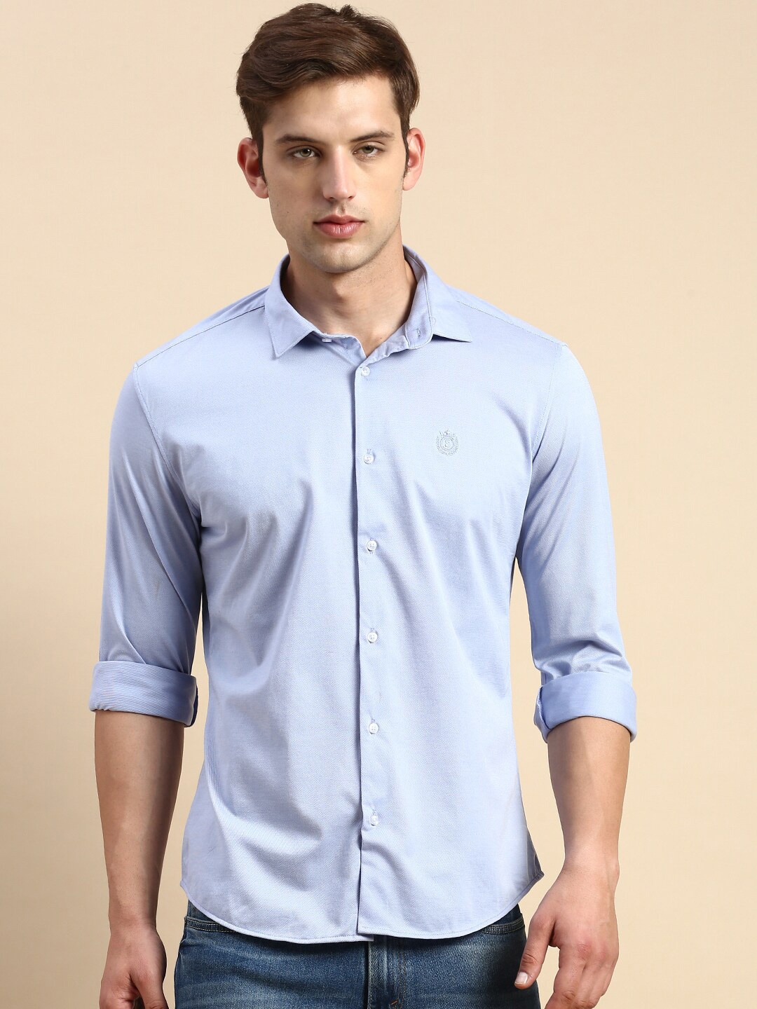 

SHOWOFF Comfort Spread Collar Cotton Shirt, Blue