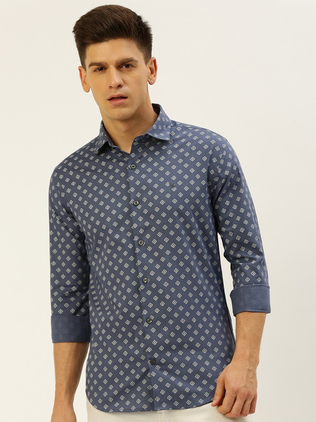 

SHOWOFF Comfort Printed Cotton Casual Shirt, Blue