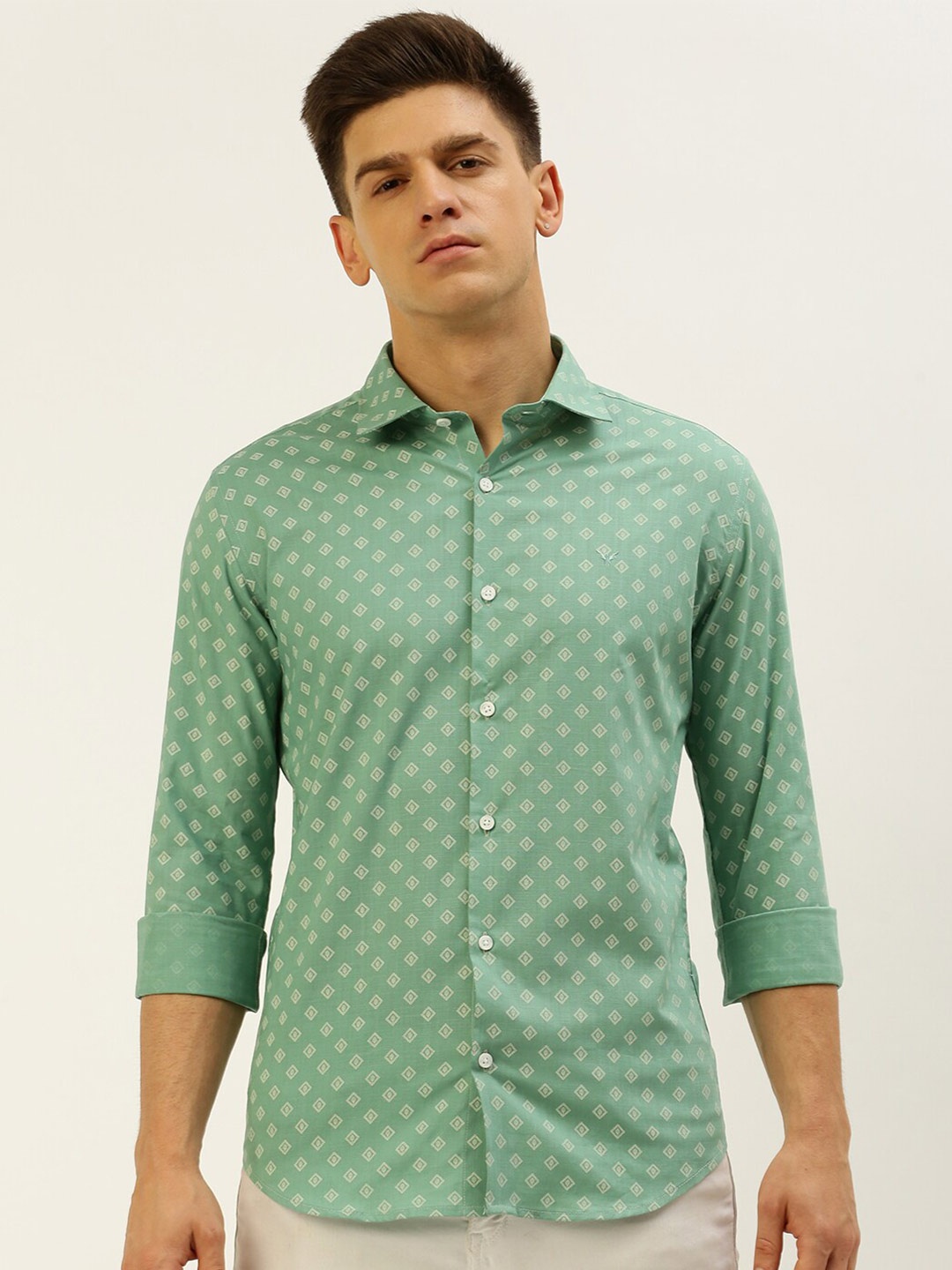 

SHOWOFF Comfort Printed Cotton Casual Shirt, Sea green