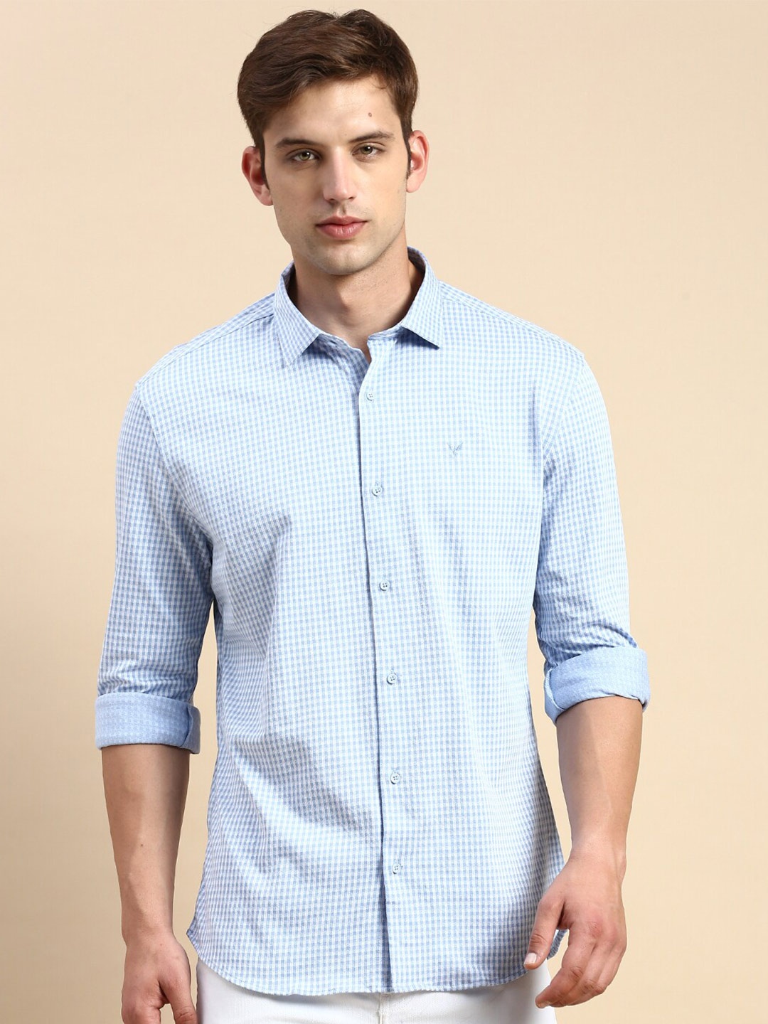 

SHOWOFF Comfort Slim Fit Grid Tattersall Checked Cotton Shirt, Blue