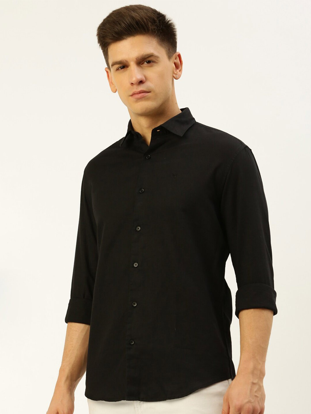 

SHOWOFF Comfort Linen Casual Shirt, Black