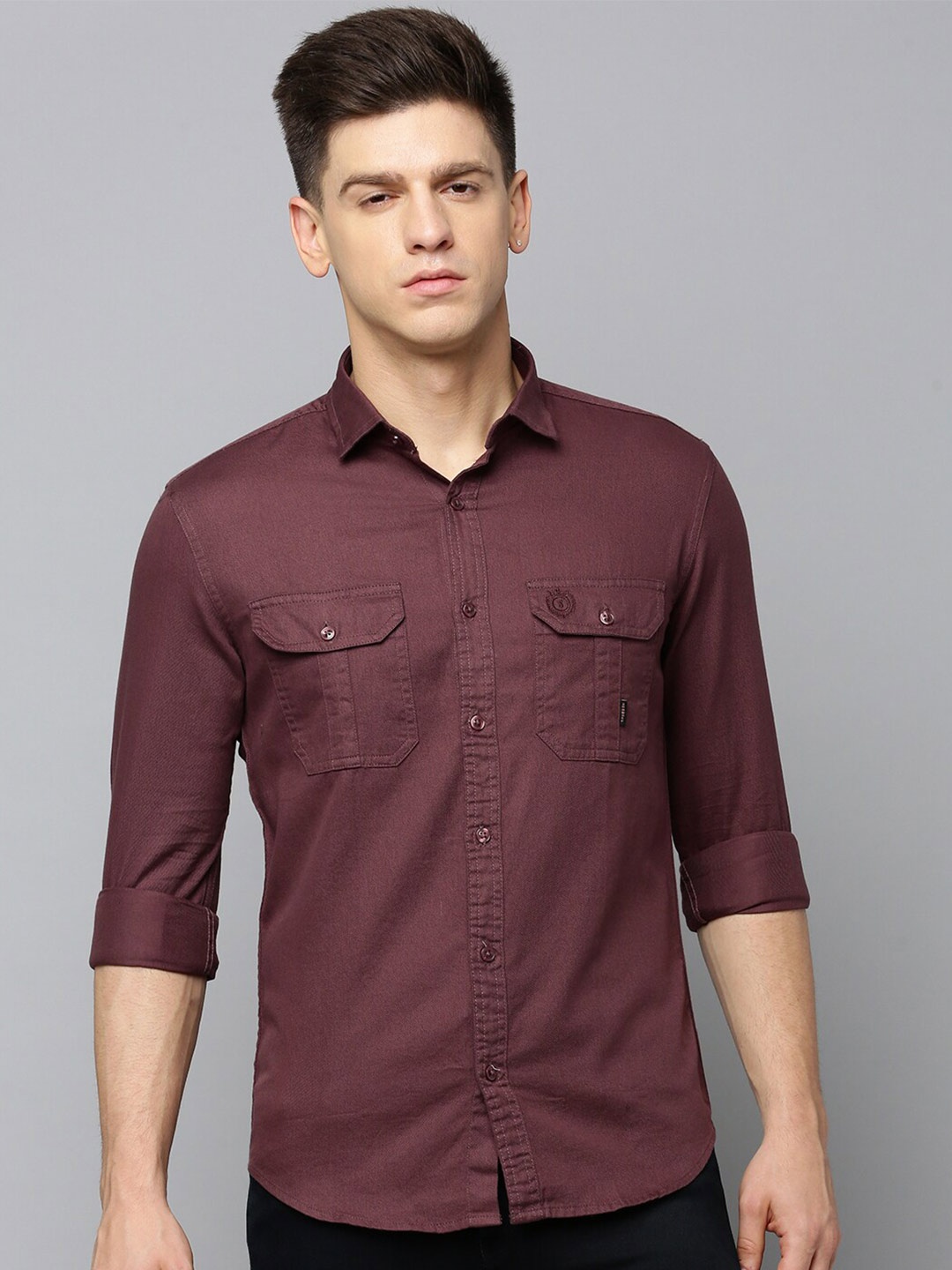 

SHOWOFF Comfort Cotton Casual Shirt, Burgundy