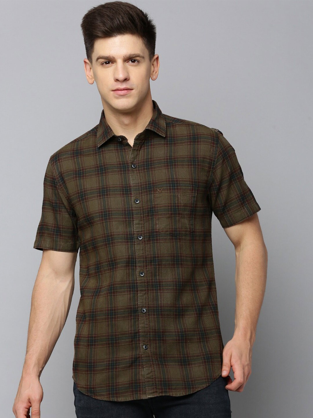 

SHOWOFF Comfort Fit Tartan Checked Cotton Casual Shirt, Coffee brown