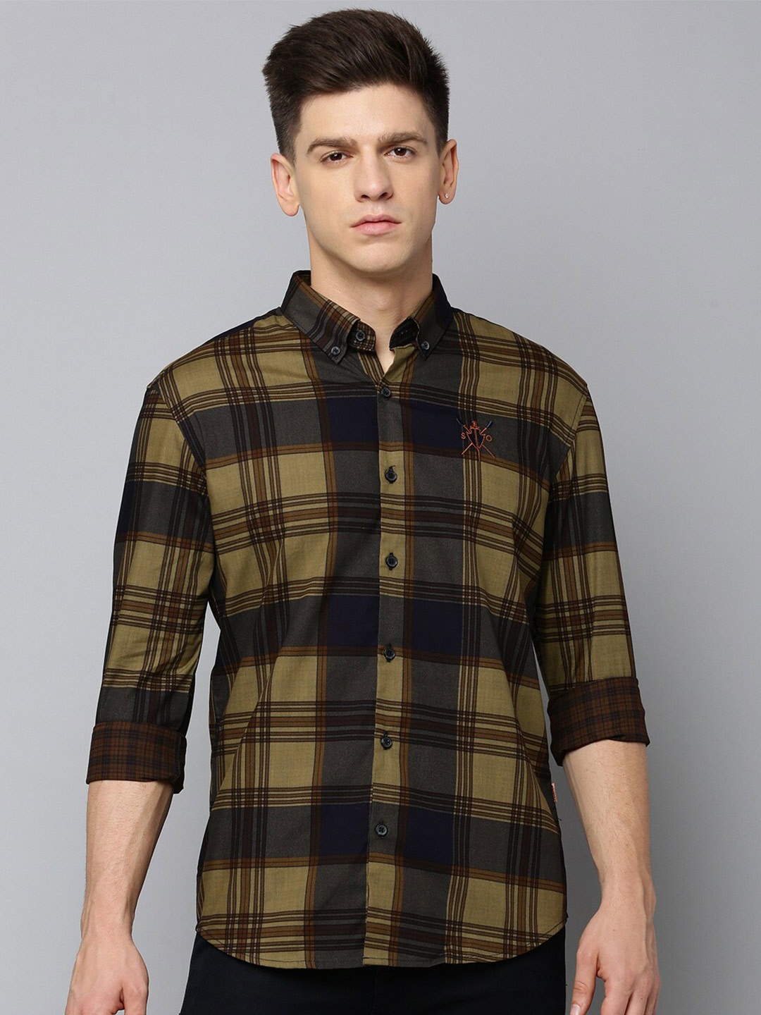 

SHOWOFF Comfort Tartan Checked Cotton Shirt, Navy blue