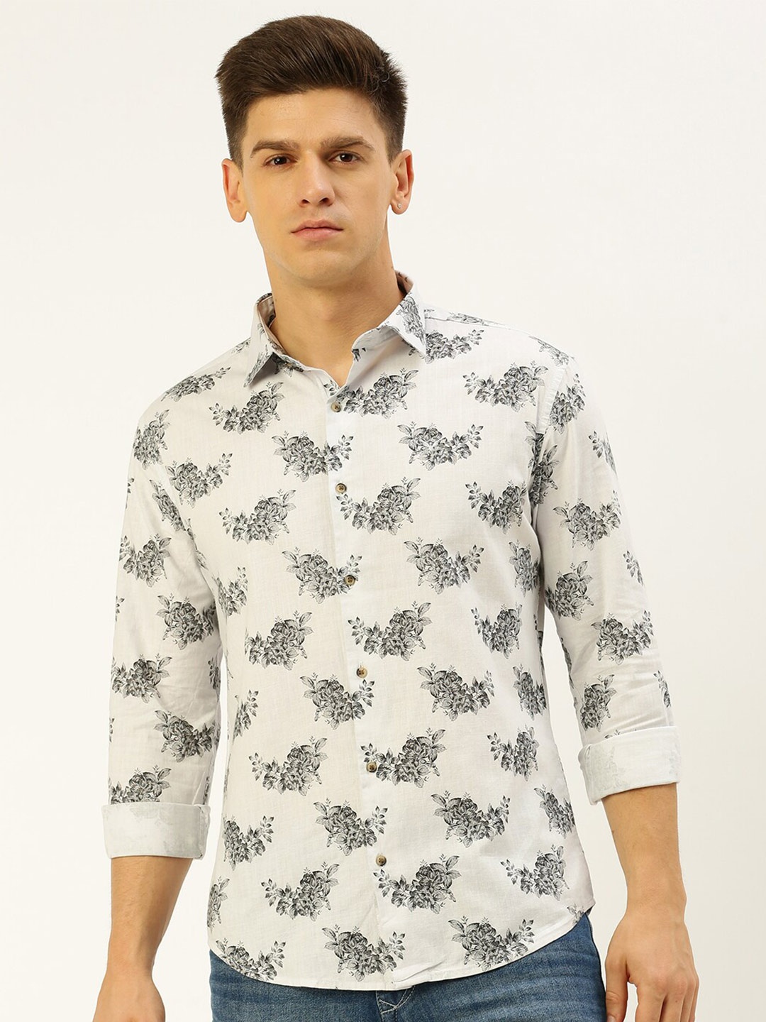 

SHOWOFF Comfort Floral Printed Casual Shirt, White