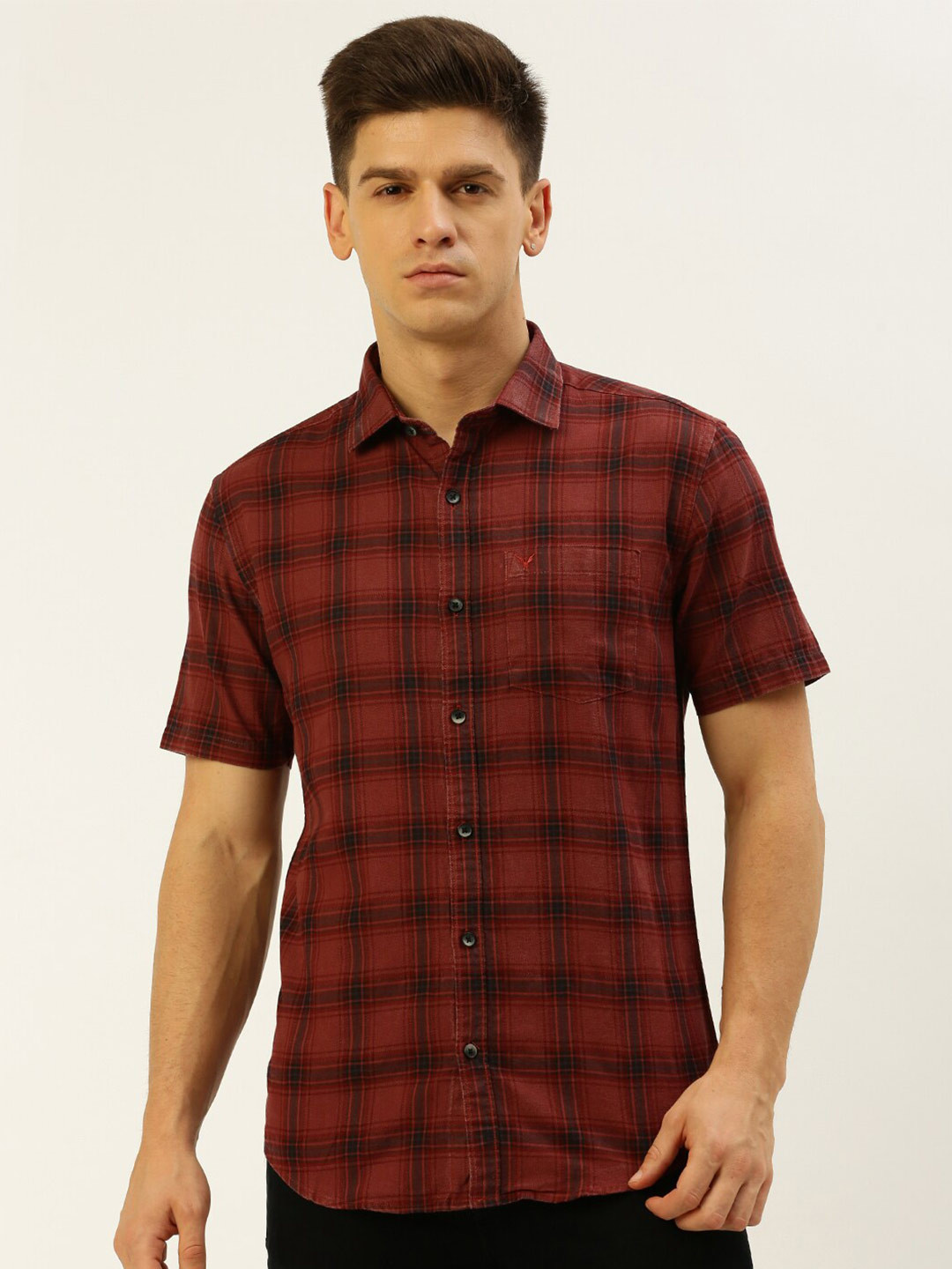 

SHOWOFF Comfort Checked Cotton Casual Shirt, Rust