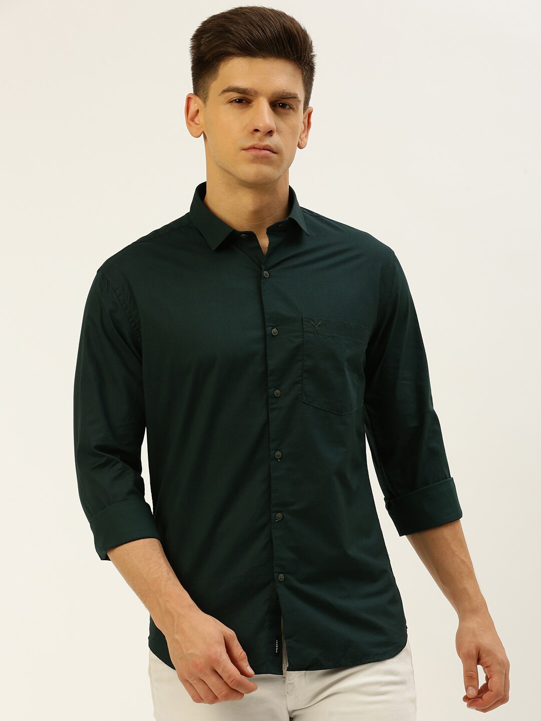 

SHOWOFF Comfort Spread Collar Cotton Casual Shirt, Green